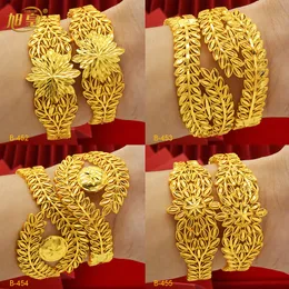 Bangle XUHUANG Luxury Leaves Design Copper Plated Gold Bracelet Dubai Saudi Trendy Bangle Bracelet For Bridal Bracelet Arabic Jewelry 230606