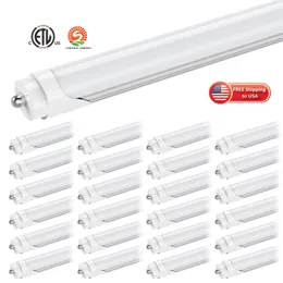 US Stock T8 LED Tube Light 8ft صف واحد واحد دبوس FA8 أضواء الفلورسنت 45W أبيض بارد أبيض متجمد الشفافة متوهجة 6000K متجر ورشة عمل