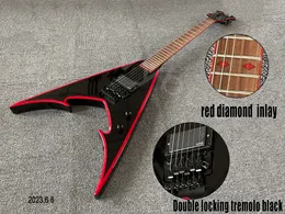 Electric Guitar Black And White Rock Style, Black Hardware Electric Guitar Black And White Rock Style, Black Hardware