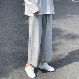 Hosen Frühling und Sommer Neue Männer Breite Bein Neunte Hosen Koreanische Mode Hellgrau Baggy Jogginghose Entspannte Gerade Casual Hosen männlichen