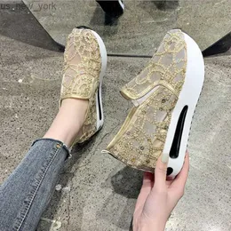 New Summer Loafer Shoes Lace Mesh Small White Shoes Casual Set Foot High Heels Shoes Increase Platform Women's Sneakers Shoes L230518