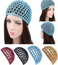 2021 New Women039s Mesh Hair Net Crochet Cap Solid Color Snood Sleeping Night Cover Turban Hat Popular Casual Beanie Chemo Hats3630670