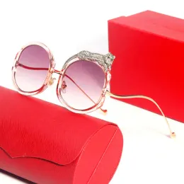 Luksusowe okulary przeciwsłoneczne dla kobiet okrągłe okulary słoneczne zwierzę zwierzęta Diamentowe szklanki Carti szklanki trwałe multi kolorowe metalowe luster