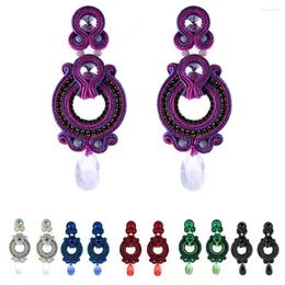 Dingle örhängen kpacta etnisk stil smycken damer handgjorda läder hänge multicolor tofsel