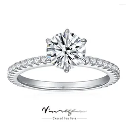 Cluster Rings Vinregem 18K White Gold Plated 1CT Diamond D Wedding Moissanite Ring For Women 925 Sterling Silver Fine Jewelry Christmas Gift