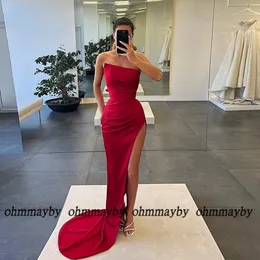 Urban Sexy Dresses One Shoulder Sleeveless Court Train Prom Gowns 2023 High Slit Jersey Strapless Evening Dresse Dress Boho Vestidos De Fies 230606