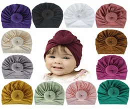18 colors Children Accessories Newborn Toddler Kids Baby Boy Girl Turban Cotton Beanie Hat Winter Warm Soft Cap Solid Knot Soft Wr2900497
