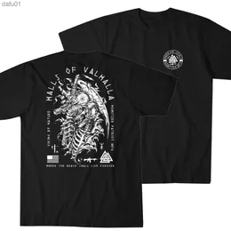 Valhalla Salonu. VI Kral Kafatası Taktik Grim Reaper Dövme T-shirt% 100 pamuklu o yaka yaz kısa kollu gündelik erkek tişört L230520