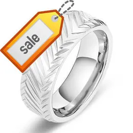 European and American hot-selling titanium steel striped ring men's diamond-shaped carved leaf ring fashion domineering jewelry