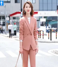High Quality Pink Green Black Women Work Pant Suit 2 Piece Set Blazer Suit Business Formal Blazer Jacket and Pant For Interview7959231