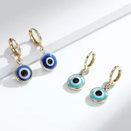 Dingle örhängen Kouch Blue Turkish Eyes Circle Hoops Evil Earring 3D Pendientes Jewelry for Fashion Woman 2023