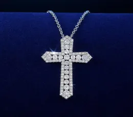 Pendant Necklaces Luxury Trendy Silver Plated Cross For Women And Men Shine White CZ Stone Full Paved Fashion Jewelry Party Gift1917498