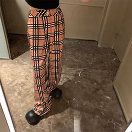 Classic Pants Plaid Slim Casual Pants Loose Design Straight-legged Pant Fashion Simple Style Designer Woman Clothing Street Hip Hop Letter Print Trousers