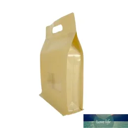Top 10 große braune Kraftpapier-Verpackungs-Stehbeutel mit klarem Fenster und Henkel für Kaffeebeutel mit acht seitlichen Verschlussbeuteln