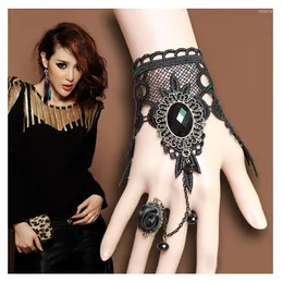 Charm Bracelets Multiple Styles Handmade Gothic Style Retro Lace Bracelet With Ring Wedding Wristband Decor Jewelry Accessories For Women