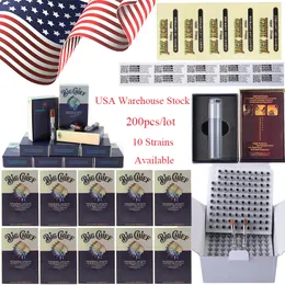 USA Stock 0.8ml Big Chief Atomizzatori Box Packaging Carrelli di legno 10 ceppi disponibili Cartuccia Sigarette elettroniche Cartucce Vape vuote Vaporizzatori a cera con scatola blu rigida