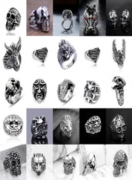 Men Women Stainless Steel Skull Head Animal rings Fashion Cool Gothic Punk Biker Finger Rings Jewelry Gift5027982