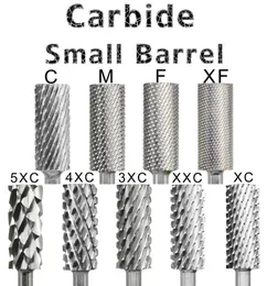 Nagelkonstutrustning nageltooler 535 Small Barrel Silver Tungsten Steel Carbide Nail Drill Bits Milling Cutter German Accessories 230606