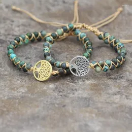 Link Bracelets Handmade Natural Stone Bohemia Yoga Wrap Beaded Bracelet & Bangle Tree Of Life Braided Charm Jewelry Women Men Gift