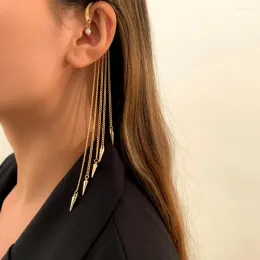 Backs Earrings Tassel Clip Earring Fashion Statement Ear Cuff High Quality Long Fake Piercing Vintage Pendientes Women Goth Jewelry