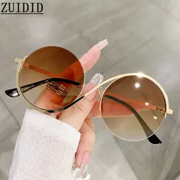 Óculos de bloqueio de luz azul Óculos de sol redondos femininos sem aro Óculos de moda com bloqueio de luz azul Vintage luxo superdimensionado Lunette De Soleil Femme 230606