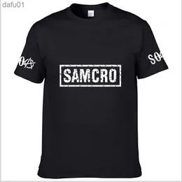 Camiseta de verano para hombre Sons of anarchy Print SAMCRO Algodón Casual Manga corta Hombre Moda Harajuku Camisetas unisex de alta calidad L230520