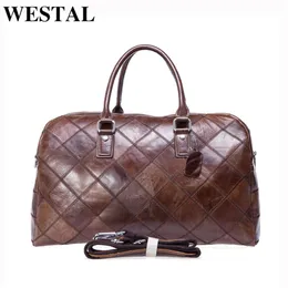 HBP WESTAL Men Travel Bag Genuine Leather Men Hand Luggage Travel Duffle Bag Casual Weekend Bag Big Carry On Luggage Suitcase 8885188U