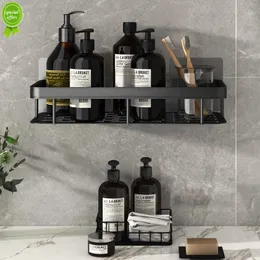 Nova prateleira de banheiro organizador de armazenamento de maquiagem liga de alumínio shampoo rack prateleira de chuveiro acessórios de banheiro sem broca prateleira de parede atacado