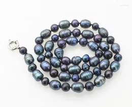 Chains Freshwater Pearl Black Egg Round 9-13mm Necklace 20inch Wholesale Beads Nature FPPJ Woman 2023