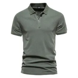 Mens Polos AIOPEON 100% Cotton Solid Color Polo Shirts Casual Short Sleeve Turndown Fashion Streetwear for Men 230607