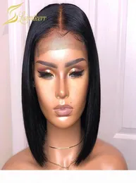 Short Bob Closure Wigs 150 Density Brazilian Straight Lace Front Human Hair Wigs 4x4 Lace Closure Wig Blunt Cut Remy Pre Plucked5831828