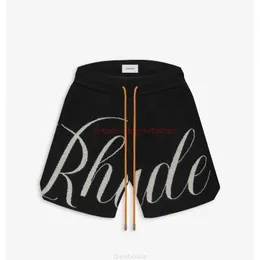 Designer Short Fashion Casual Clothing Beach shorts High Quality Rhude Classic Letter Jacquard Wool High Street Drawstring Loose Casual Shorts Mens Trend Joggers S