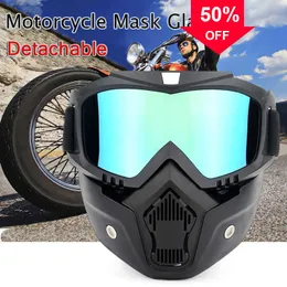 Auto Maschera colorata Occhiali Moto Sci Occhiali antivento Protezione UV Occhiali sportivi alla moda staccabili con filtro per la bocca