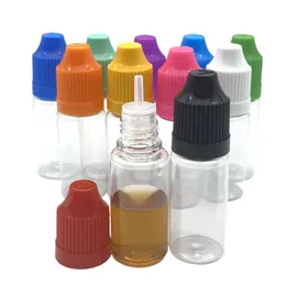 Snabb frakt 200 st Clear Pet 10 ml tom plast droppflaska med barnsäker mössa ögondropp e flytande nålspets hårt år