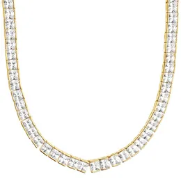 Collana da tennis placcata in oro giallo 14k 18k Gioielli hip-hop 4mm Vvs Moissanite Diamond Tennis Chian Collana