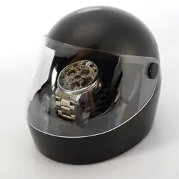 시계 박스 케이스 2021 크리에이티브 헬멧 모양의 고품질 상자 블랙 화이트 디스플레이 스탠드 플라스틱 케이스 254c