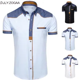 Mens Casual Shirts Zogaa Fashion Denim Short Sleeve Formal Man Summer Clothing Tops Slim Cotton Plus Size Male 230607