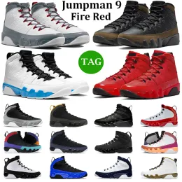 With Logo Jumpman 9 9s Men Basketball Shoes Fire Red Light Olive Powder Blue Particle Grey University Gold Racer Blue UNC Mens Trainers Outdoor Sneakers 6.7