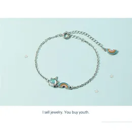 Pulseiras com pingente de prata opala arco-íris unicórnio pulseira para mulheres joias de festa entrega direta Dhgr3