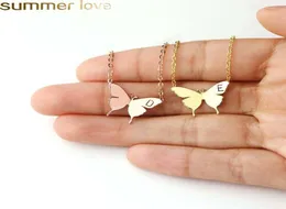 Stainless Steel Engraved Initial Necklace Gold Butterfly Pendant Necklace Wedding Memory Gifts9043488
