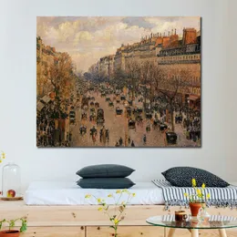 Tela art camille pissarro dipinger boulevard montmartre pomeriggio grafica fatta a mano decorazioni vibranti per cantina