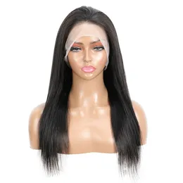 Silky Straight Full Lace Front Human Hair Wig 13x4 Long Peruvian Virgin Glueless Frontal Wigs With Natural Hairline For Black Women 150% Density