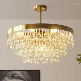 Chandeliers Postmodern Light Luxury Golden Lamp Vintage Living Room Bedroom Round Water Drop Personality Dining Chandelier
