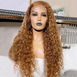 180density Pervian Hair Honey Blonde Kinky Curly Lace Front Wig Pre-Plucked 13x4 Lace Frontal Wigs Synthetic Wig For Black Women Heat Resistant Hair