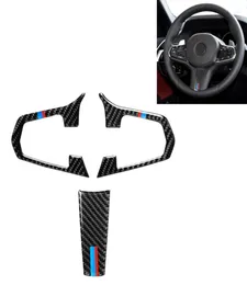 3 in 1 Car Carbon Fiber Tricolor Steering Wheel Button Decorative Sticker for BMW 5 Series G30 X3 G01 Left and Right Drive Univers1363103