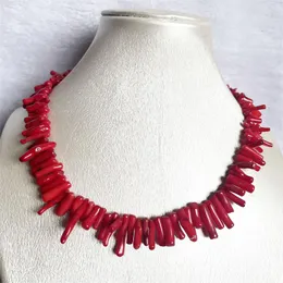 Kedjor sällsynta äkta 15--20-28mm gren naturliga röda korallhalsband för kvinnor smycken stora enorma oregelbundna freeformsten fina chokers