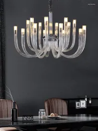 Pendant Lamps Postmodern Luxury Art Ring Transparent Glass LED Chandelier Living Room Kitchen Decoration Light Dining Lighting Fixture