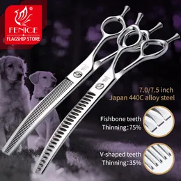 Bras Fenice 7.0/7.5 Inch Professional Dog Grooming Shears Curved Thinning Scissors for Dog Face Body Cutiing Jp 440c High Quality