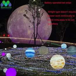 PVC Waterproof 1.5 Meter Giant Inflatable Moon With Colorful Led Light Big Hanging Plant Balloon For Party Decoration
