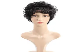 Perucas Brasileiras Curtas Cabelo Peruano Kinky Curly Nenhum Lace Wigs Wig Cheap Malaysian Human Hair Wigs6308008